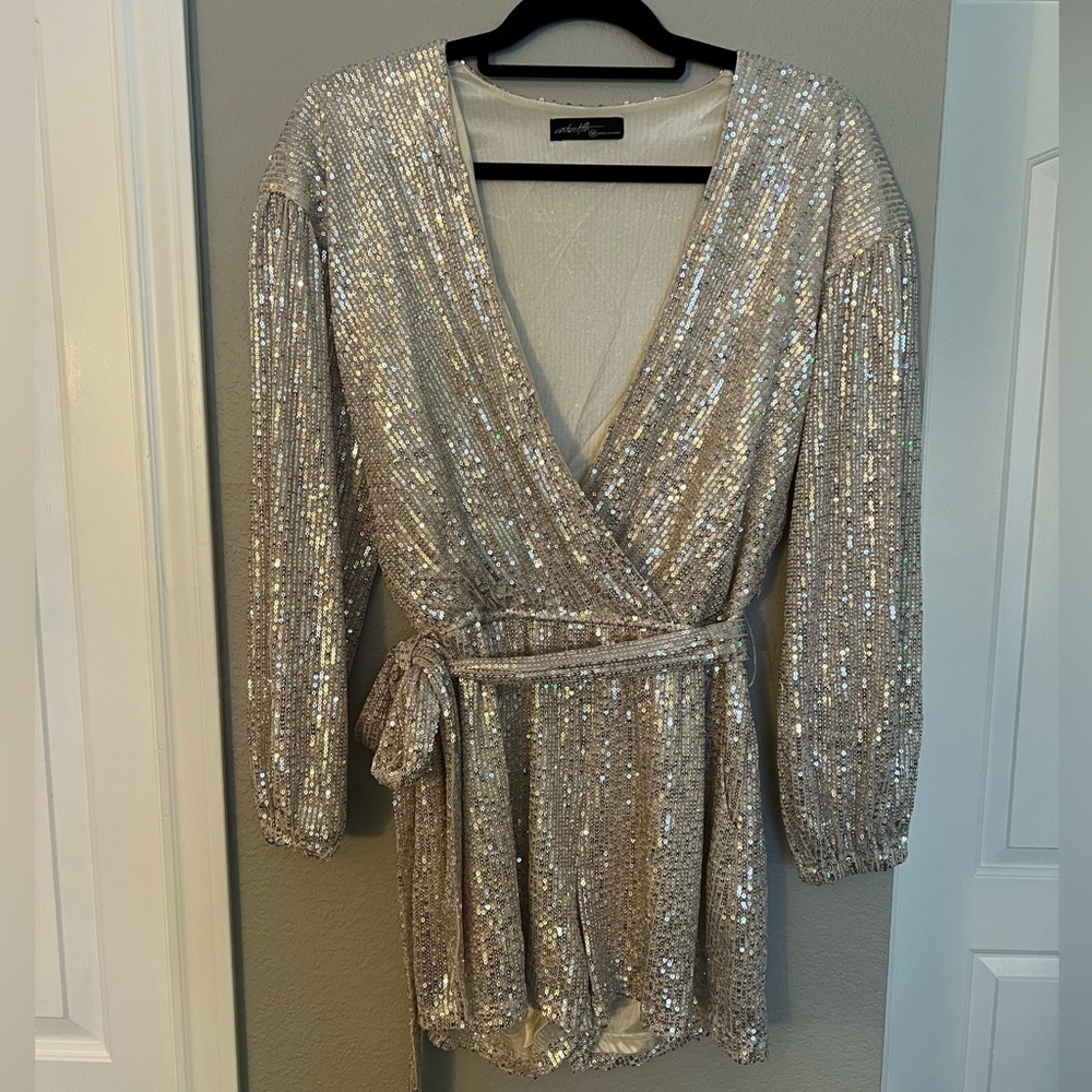 Gold Sequin Long Sleeve Romper